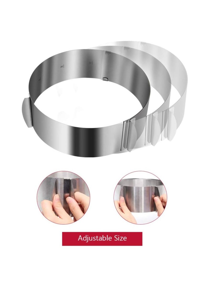 Cake Ring 6 to 12 Inch Adjustable Round Stainless Steel Cake Mousse Mould Ring Bakeware Tools Cake Decorating Mold Baking Ring