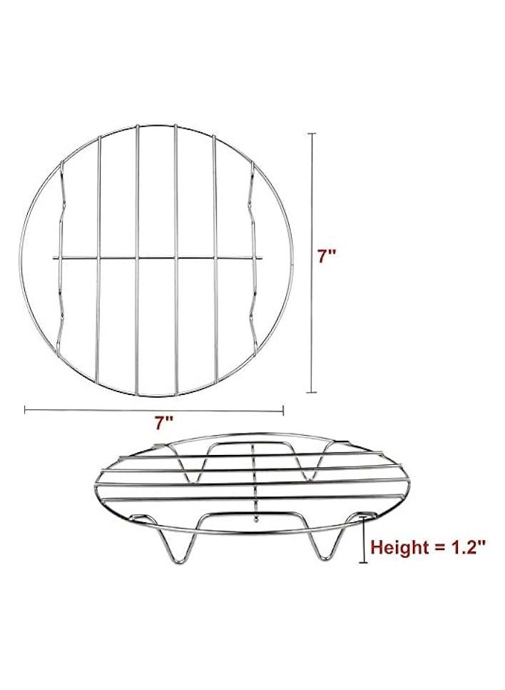 2 Sets Stainless Steel Round Steamer Rack and Cooling Rack Wire Baking Steaming Rack Stand for Air Fryer Instant Pot Pressure Cooker Canning(18cm x2)