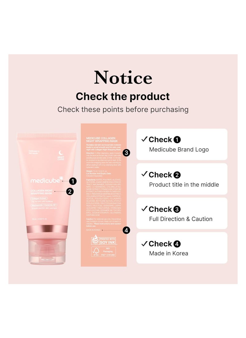 Collagen Night Wrapping Cream Overnight Sleeping Mask to protect skin elasticity with Collagen Skin elasticity visible improved Korean skincare (2.53 fl.oz.)