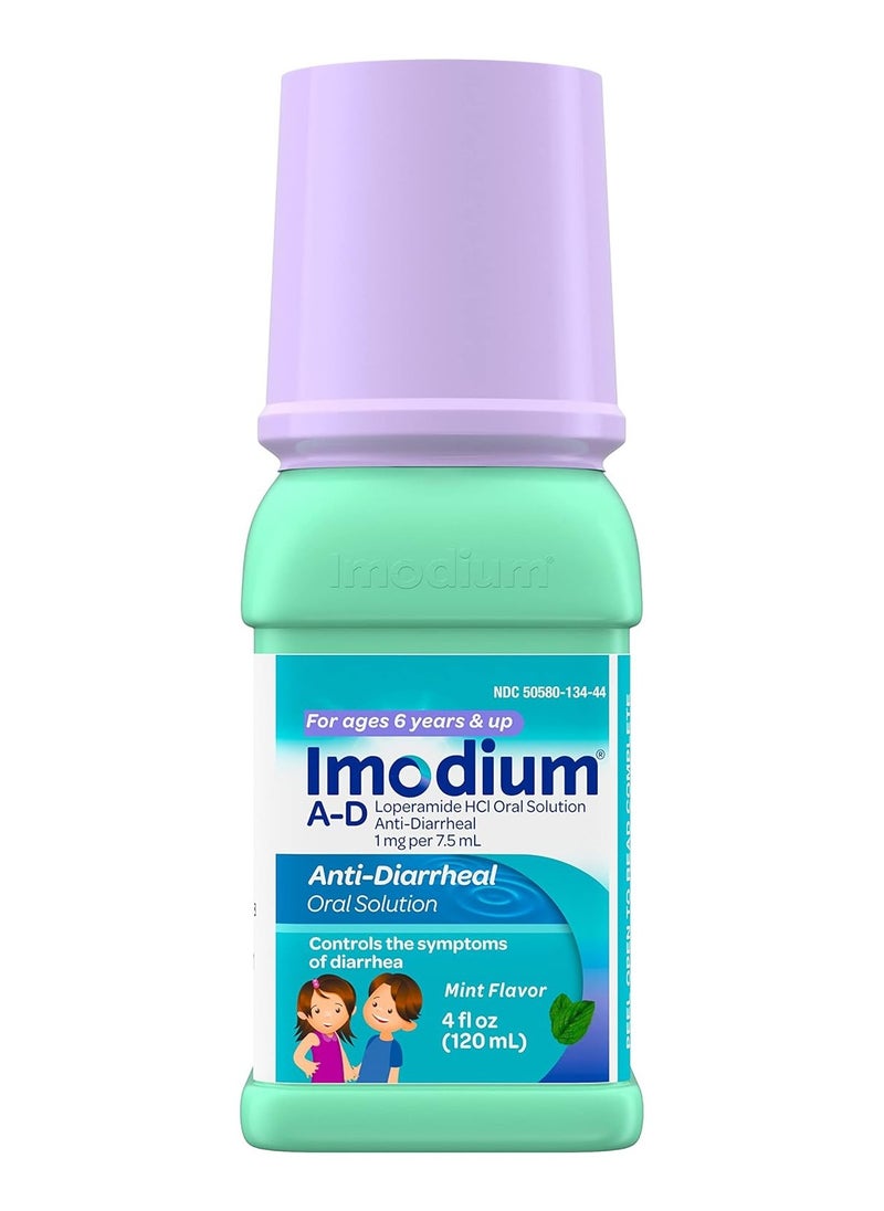 Children's Liquid Anti Diarrheal Medicine Loperamide Hydrochloride Mint Flavour 4fl oz