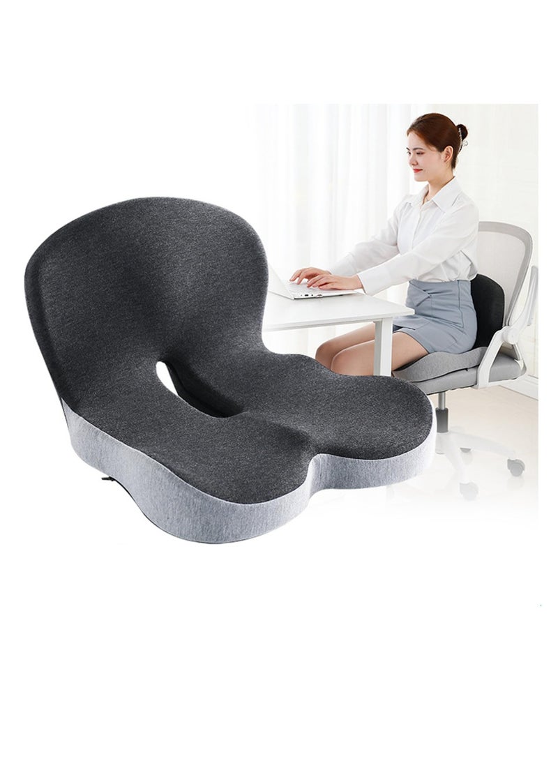 Seat Cushion for Office Lumbar Support Pillow Chair Memory Foam Coccyx Seat Cushion for Sciatica Back Support Pillow Chair Pads Reduce Tailbone Pressure （Dark&Light Grey）