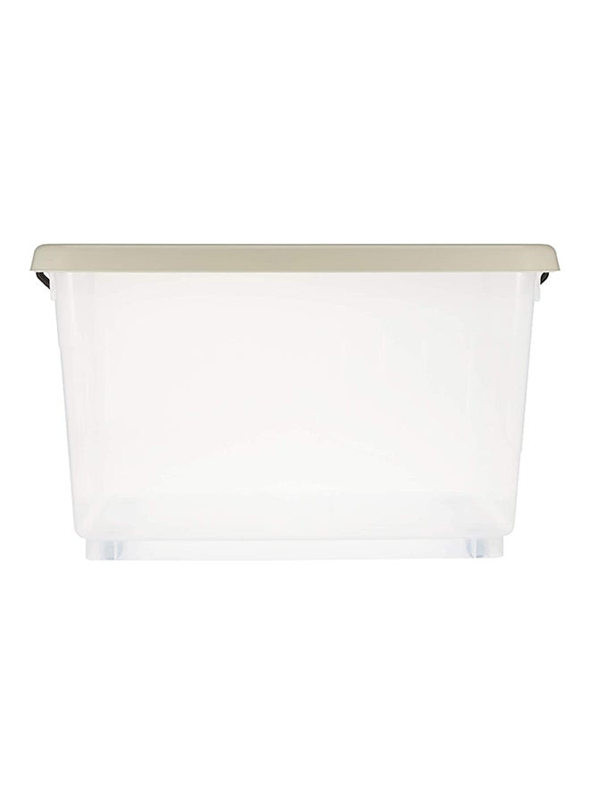 55L Clear Plastic Storage Box With Wheels & Lockable Lid (34.5x58.5x42.5cm)- Off White Off White 34.5x58.5x42.5cm