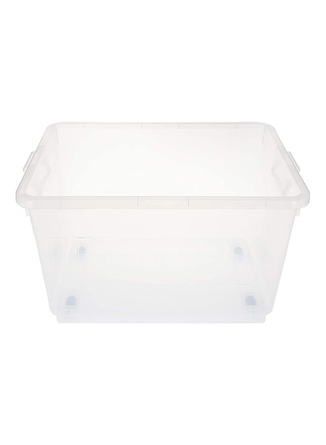 55L Clear Plastic Storage Box With Wheels & Lockable Lid (34.5x58.5x42.5cm)- Off White Off White 34.5x58.5x42.5cm