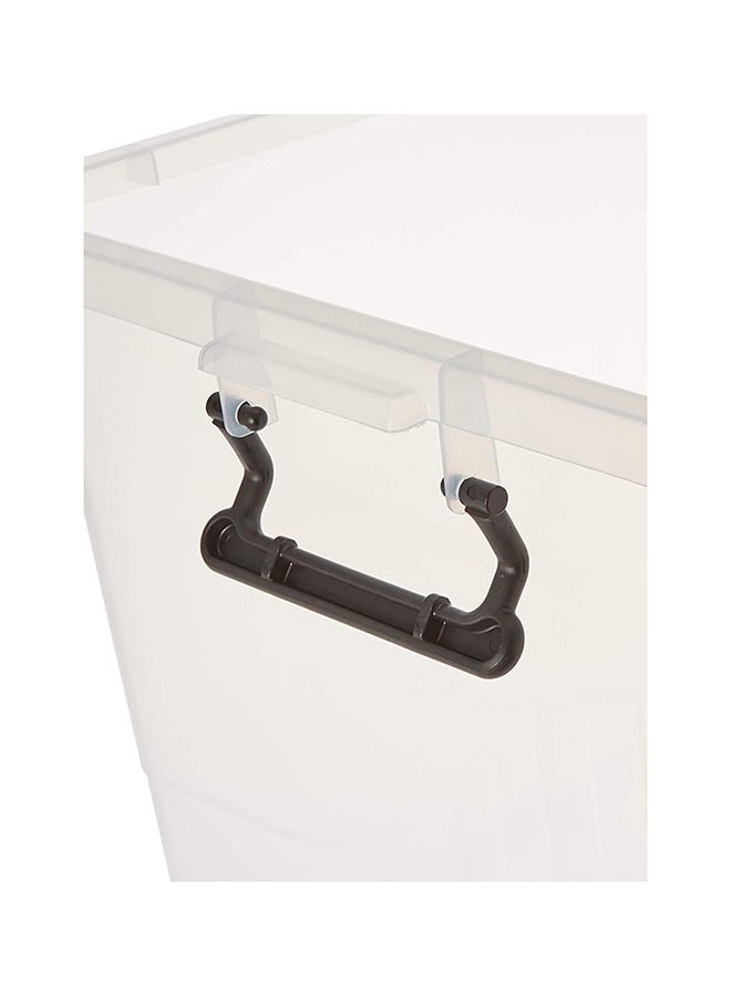 55L Clear Plastic Storage Box With Wheels & Lockable Lid (34.5x58.5x42.5cm)- Off White Off White 34.5x58.5x42.5cm