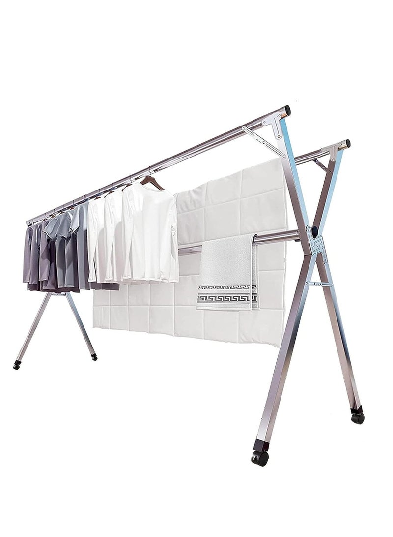 Clothes Drying Rack Stainless Steel Laundry Drying Rack, Sheet Quilts Blanket Drying Rack, Heavy Duty Collapsible Garment Rack For Indoor Outdoor