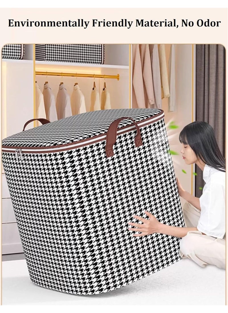 Foldable Storage Organizer Bag, Large Capacity Folding Clothes Storage Containers with Zipper and Handle, Collapsible Portable Wardrobe Sorting Organization Bags for Quilts Bedding Sweater (2Pcs 140L)