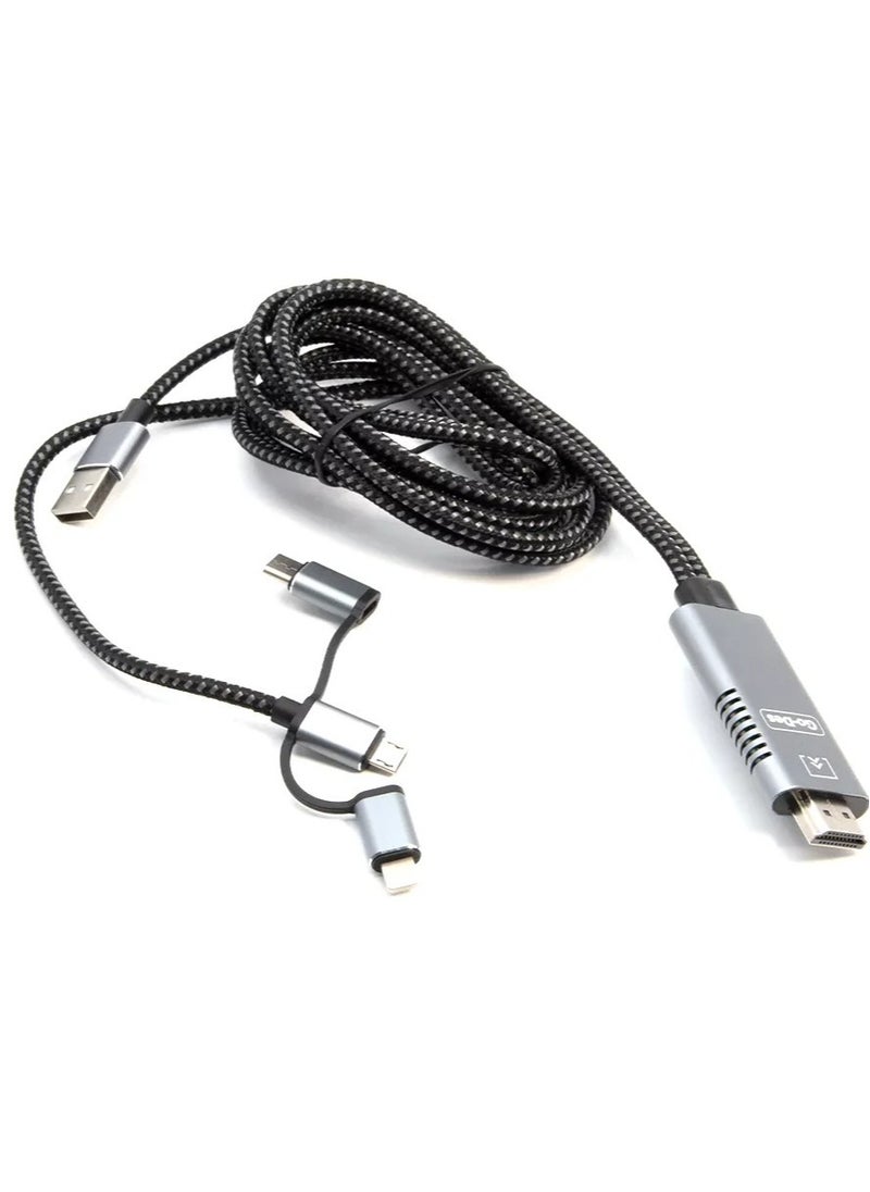 NEW Metal Shell HDTV Cable 5-in-1 Video Transfer GD-8296 – High-Quality HDMI, VGA, AV, and Audio Cable for Seamless Video Connectivity