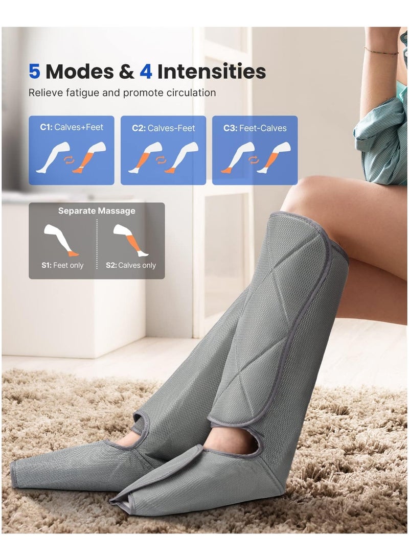 RENPHO Leg Massager for Circulation and Relaxation, Foot and Calf Massager Machine with 5 Modes 4 Intensities