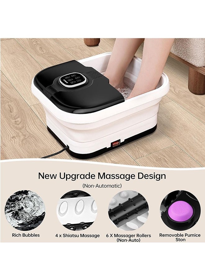 Angju Collapsible Foot Spa with Heat,Remote Temperature Control and Bubble,Foot Bath Tub with 6 Massage Rollers,Timer and Pumice Stone,Electric Pedicure Foot Spa Machine for Feet Stress Relief