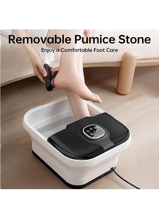 Angju Collapsible Foot Spa with Heat,Remote Temperature Control and Bubble,Foot Bath Tub with 6 Massage Rollers,Timer and Pumice Stone,Electric Pedicure Foot Spa Machine for Feet Stress Relief