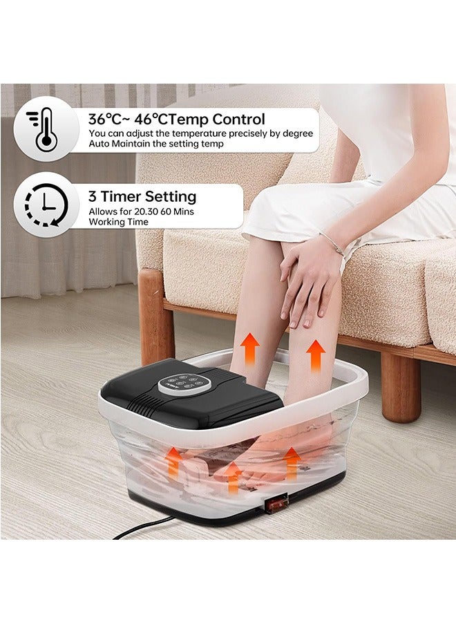 Angju Collapsible Foot Spa with Heat,Remote Temperature Control and Bubble,Foot Bath Tub with 6 Massage Rollers,Timer and Pumice Stone,Electric Pedicure Foot Spa Machine for Feet Stress Relief