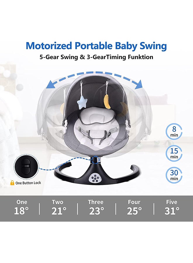 5 Speed Electric Bluetooth Baby Rocker With 3 Timer Settings And 10 Pre-Set Lullabies, 5 - 26 Lbs, 0 - 12 Months