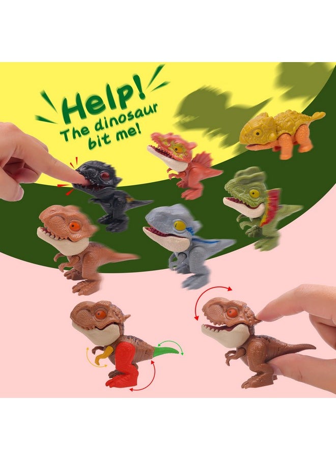 6Pcs Biting Finger Dinosaurs Toy Collectibles For Display, Play And Snap On Figure Novelty Creative Theater Puppet Doll Animal Hand Puppet Dinosaur For Kids