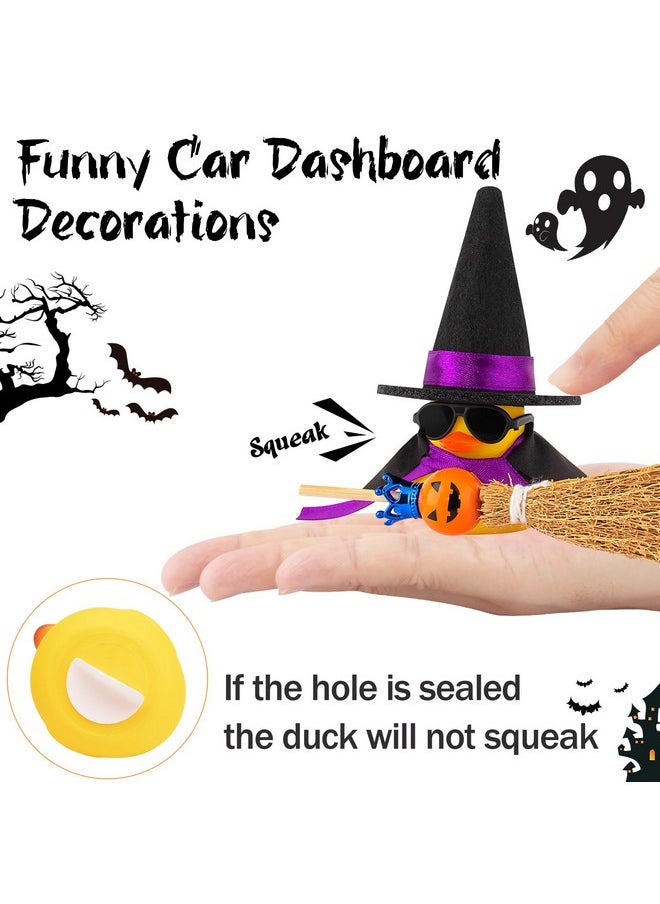 Halloween Rubber Duck Witch Duck Car Decorations Halloween Accessories Witch Hat Pumpkin Skull And Cloak, Long Black Skirt