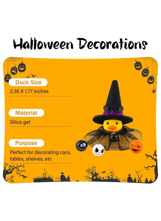 Halloween Rubber Duck Witch Duck Car Decorations Halloween Accessories Witch Hat Pumpkin Skull And Cloak, Long Black Skirt