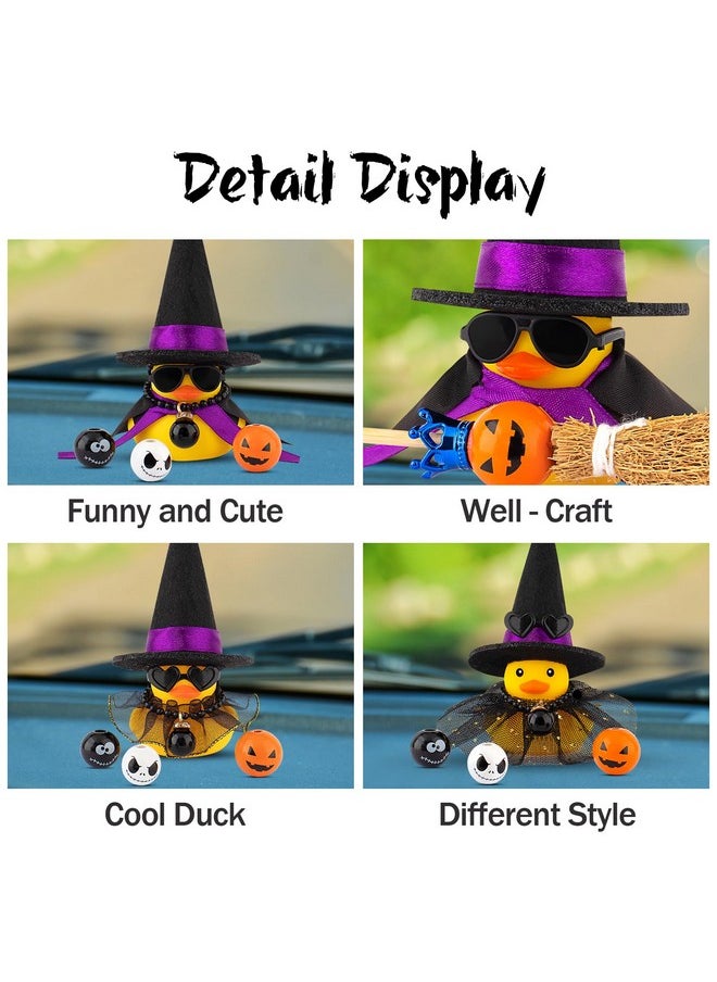 Halloween Rubber Duck Witch Duck Car Decorations Halloween Accessories Witch Hat Pumpkin Skull And Cloak, Long Black Skirt