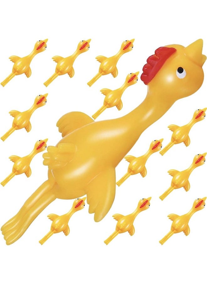 Chicken Finger Slingshot 12-Pack Flying Rubber Chickens Sling Shot Toys Bulk, Silly Novelty Party Favors, Funny Gag Gifts For Kids Teens Adults, Easter Christmas Birthday Goodie Bag Stuffers