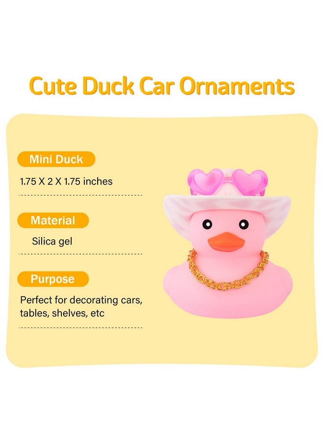 Pink Rubber Duck With Heart-Shaped Sunglasses Car Ducks Small Duckies With Cowboy Hat, Dot-Pink Dot