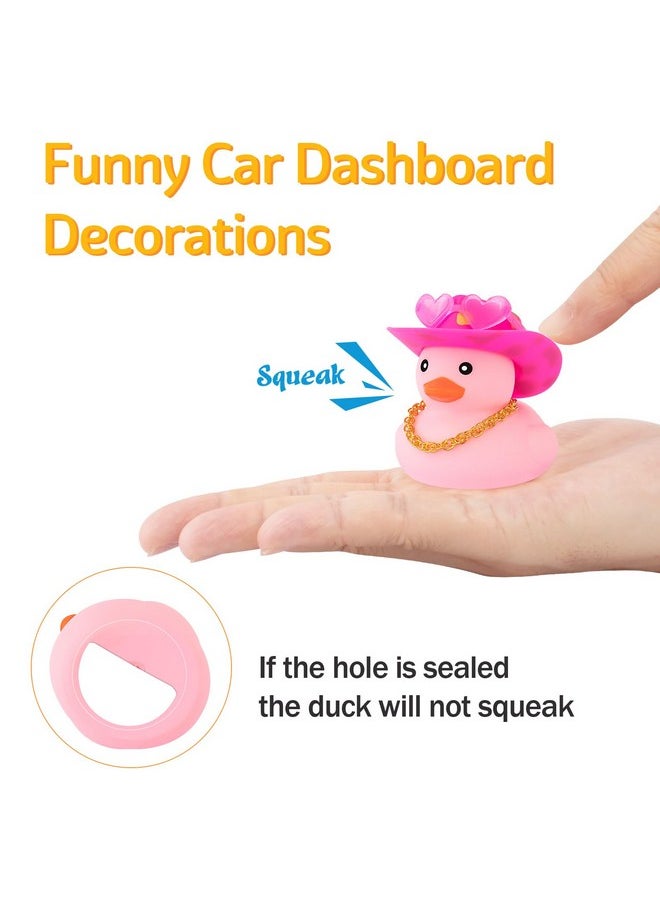 Pink Rubber Duck With Heart-Shaped Sunglasses Car Ducks Small Duckies With Cowboy Hat, Dot-Pink Dot