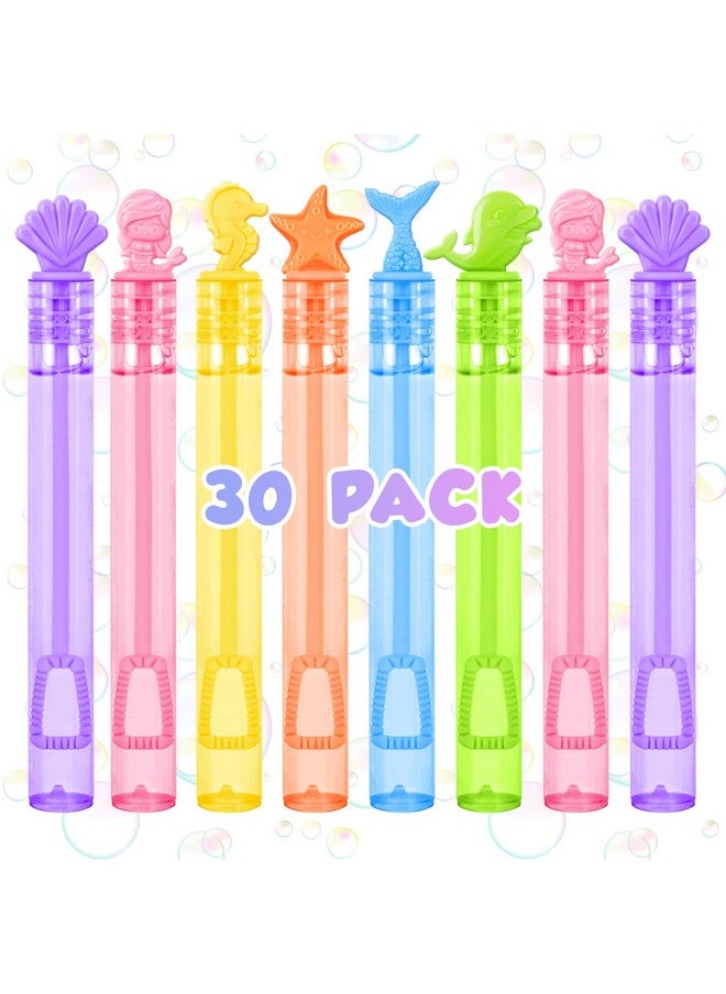 30Pcs Sea Bubbles Wand For Kids, 6 Styles Mini Pastel Bubble Wand For Mermaid Bubble Party Favors Under The Sea Themed Birthday Treats Classroom Prizes Gifts For Boy Girl Summer Outdoor Toys