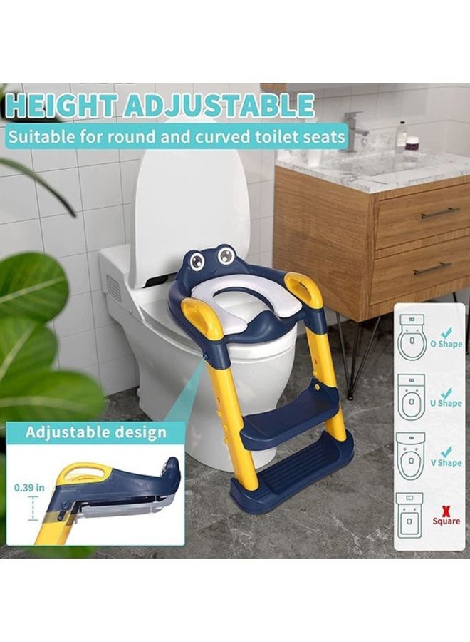 Foldable Toilet Training Seat With Adjustable Step Stool Ladder