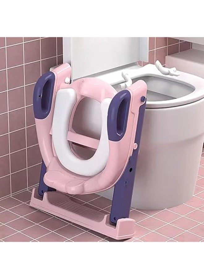 Foldable Toilet Training Seat With Adjustable Step Stool Ladder