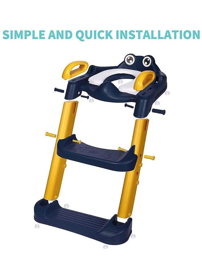 Foldable Toilet Training Seat With Adjustable Step Stool Ladder