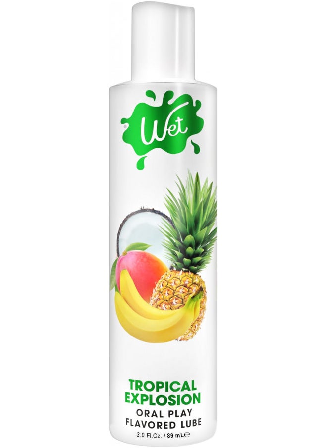 Wet Tropical Explosion Flavored Tasty Lube 3 Fl Oz, Premium Personal Lubricant, for Men, Women and Couples, Ideal for Foreplay, Paraben Free, Gluten Free, Stain Free, Sugar Free