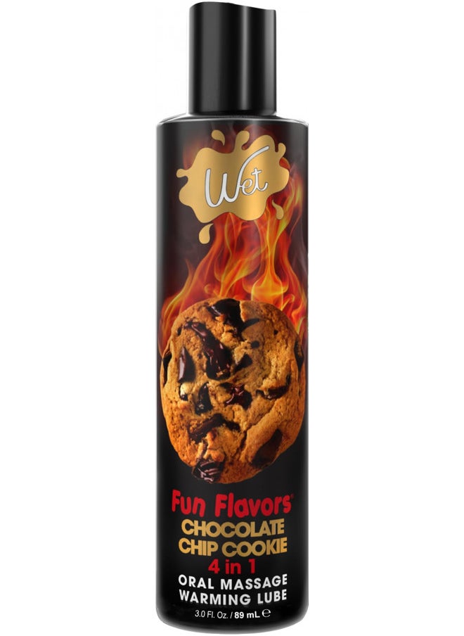 Wet Warming Desserts Baked Gooey Chocolate Chip Cookie Flavored Tasty Lube, Warming Lubricant, 3 Ounce Bottle for Irresistible Warming Sensations