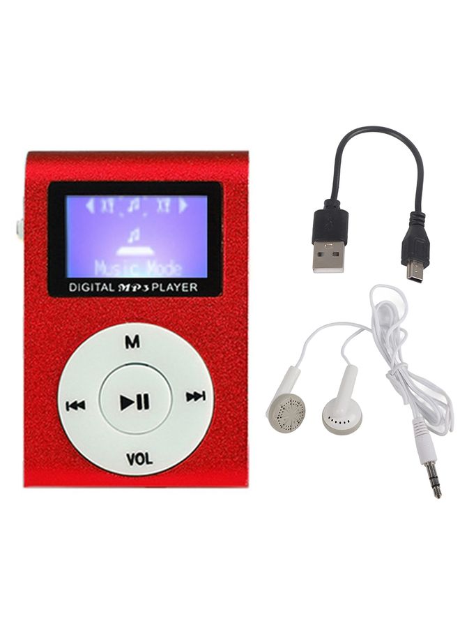 Mini Lavalier Metal MP3 Music Player with Screen, Style: with Earphone+Cable(Red)