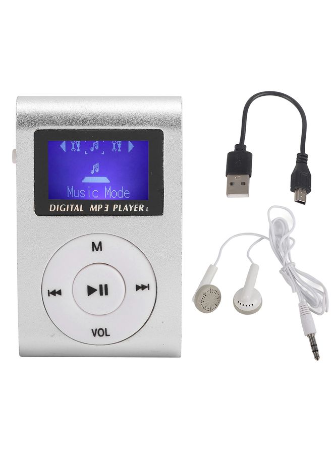 Mini Lavalier Metal MP3 Music Player with Screen, Style: with Earphone+Cable(Silver Gray)