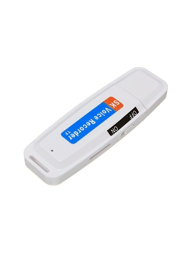 SK001 Rechargeable U-Disk Portable USB Voice Recorder, No Memory (White)