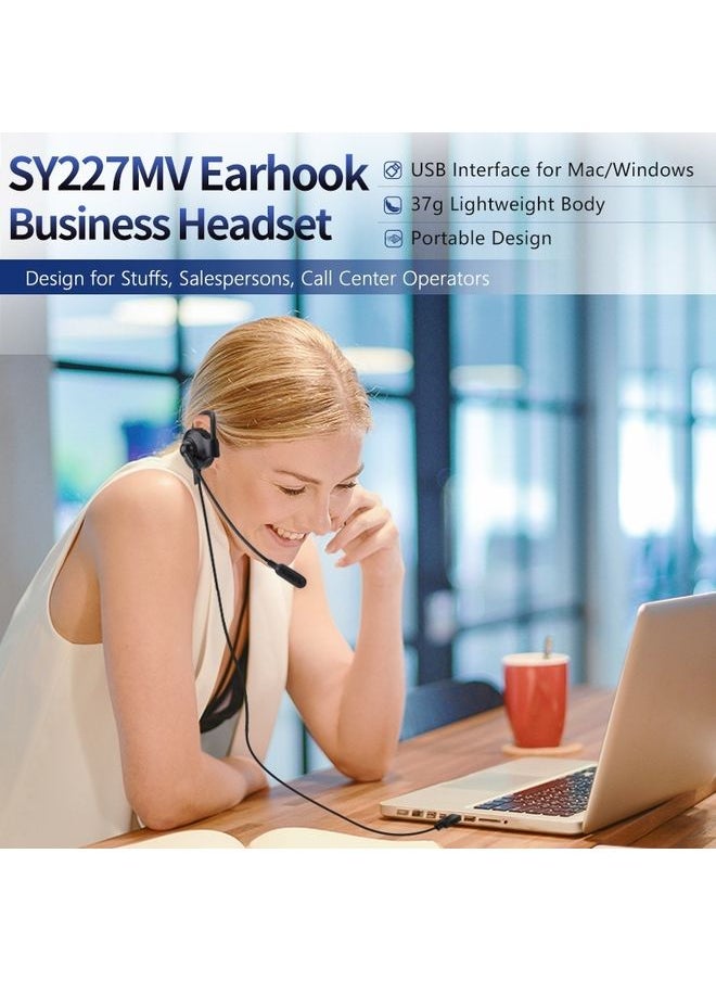 SOYTO SY227 Single-side Operator Ear Hook Headset Corded Computer Headset, Interfaces: 3.5mm