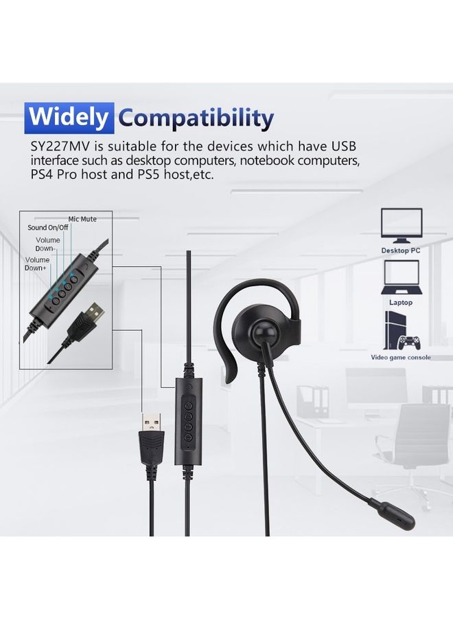 SOYTO SY227 Single-side Operator Ear Hook Headset Corded Computer Headset, Interfaces: 3.5mm