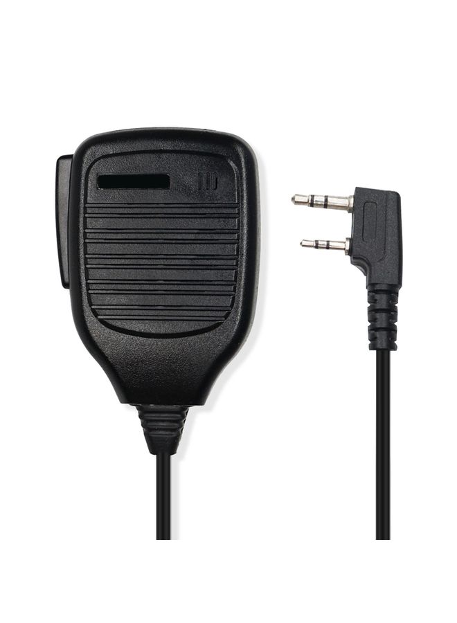 Clip-on Speaker Microphone for Walkie Talkies, 3.5mm + 2.5mm Earphone + Mic Plug(Black)