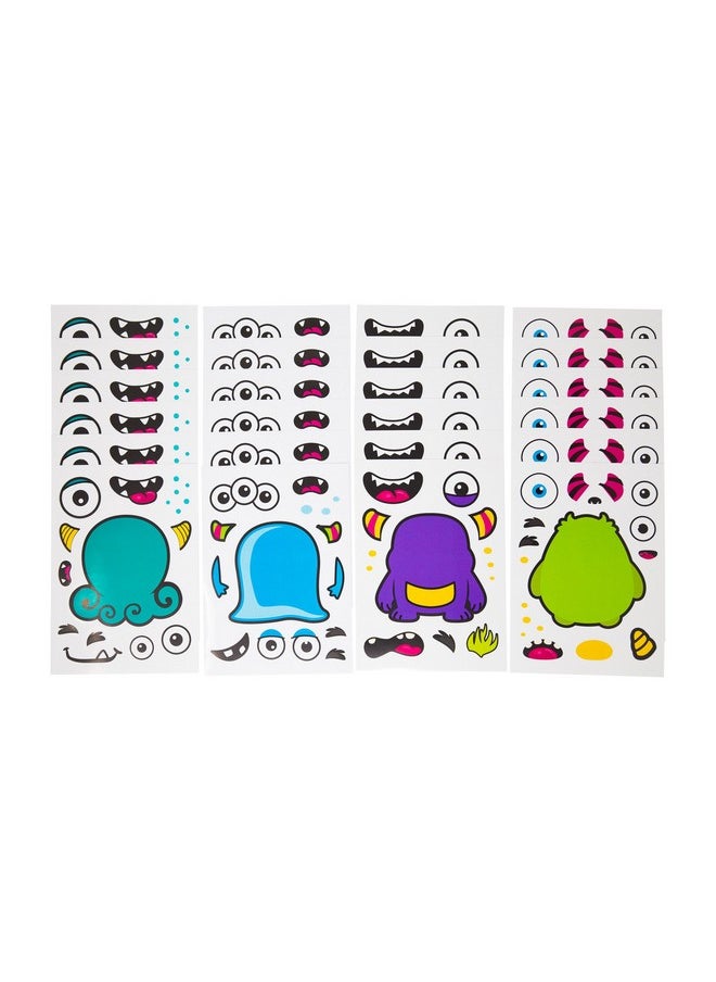 24 Make A Monster Stickers For Kids - Monster Themed Birthday Party Favors & Supplies - Fun Craft Project For Children 3+ - Let Your Kids Get Creative & Design Their Favorite Monster Stickers