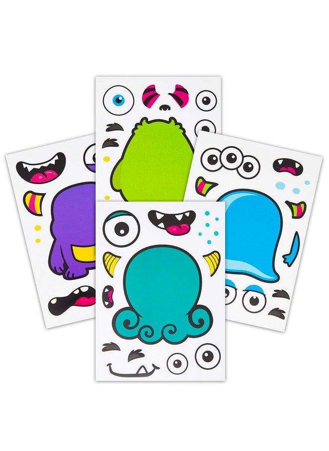 24 Make A Monster Stickers For Kids - Monster Themed Birthday Party Favors & Supplies - Fun Craft Project For Children 3+ - Let Your Kids Get Creative & Design Their Favorite Monster Stickers