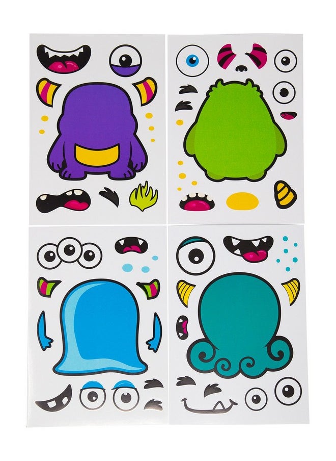 24 Make A Monster Stickers For Kids - Monster Themed Birthday Party Favors & Supplies - Fun Craft Project For Children 3+ - Let Your Kids Get Creative & Design Their Favorite Monster Stickers