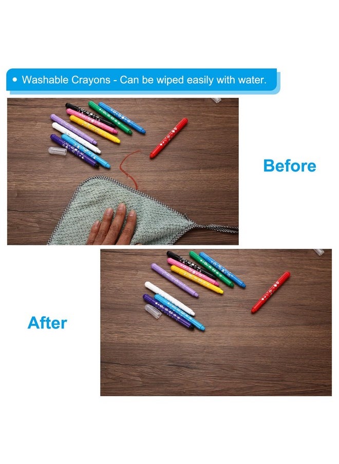Watercolor Gel Crayon, 12Pcs Washable Twist Crayons For Coloring, Drawing, Painting, Black
