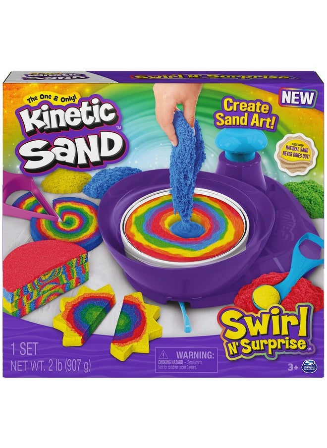 , Swirl N’ Surprise Playset With 2Lbs Of Play Sand, Including Red, Blue, Green, Yellow And 4 Tools, Sensory Toys For Kids Ages 3 And Up