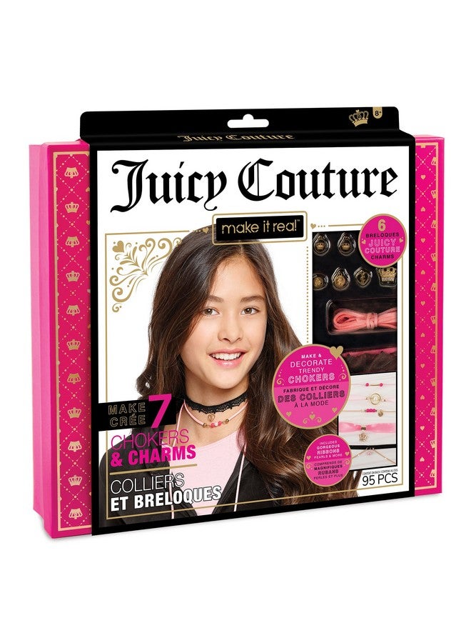 Juicy Couture: Chokers & Charms Kit - Create 7 Unique Necklaces, 102 Pieces, 7 Trendy Chokers, 6 Juicy Charms, Tweens & Girls, Elastic Fitted Necklaces, Diy Bead Jewelry Kit, Ages 8+