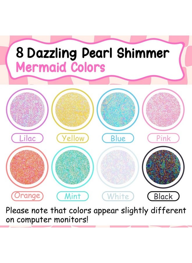 Glitter Pearl Adhesive Vinyl Sheets - 12 X12 Inch, Assorted Mermaid Colors (8 Sheets/Pack), Easy Weed & Transfer, Durable & Waterproof For Craft Cutters, Diy Decoration
