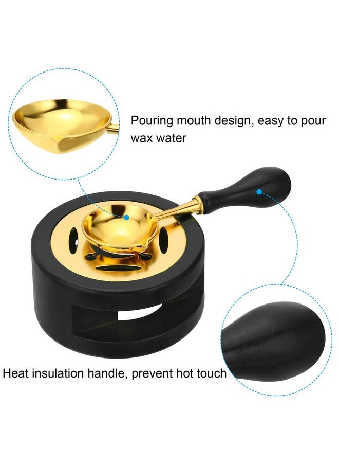 Wax Seal Kit, Wax Seal Warmer With Melting Spoon Retro Melt Stove Pot Furnace Tool For Wax Sealing Beads Stamp Letter Envelope, Black