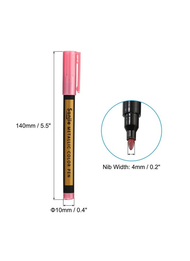 Metallic Marker Pens, 3 Pack Paint Pens Medium Point Colored Markers Art Marker Pen For Diy Craft Photo Album, Pink