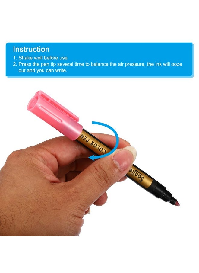 Metallic Marker Pens, 3 Pack Paint Pens Medium Point Colored Markers Art Marker Pen For Diy Craft Photo Album, Pink