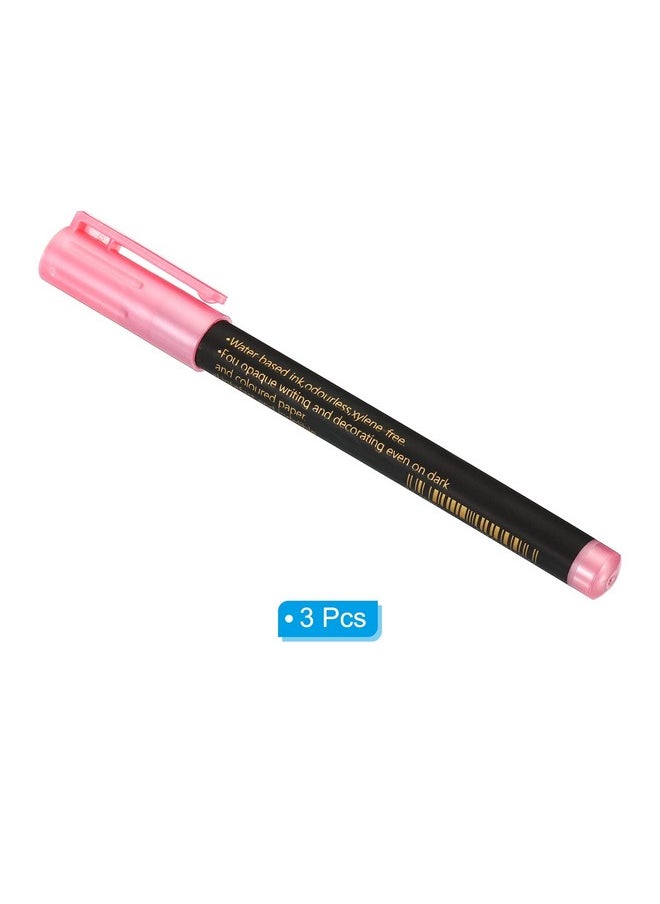 Metallic Marker Pens, 3 Pack Paint Pens Medium Point Colored Markers Art Marker Pen For Diy Craft Photo Album, Pink