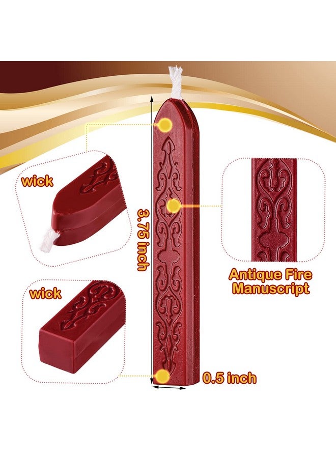 12 Pieces Sealing Wax Sticks With Wicks Antique Fire Manuscript Sealing Wax For Wax Seal Stamp (Flashing Wine Red And Gold)