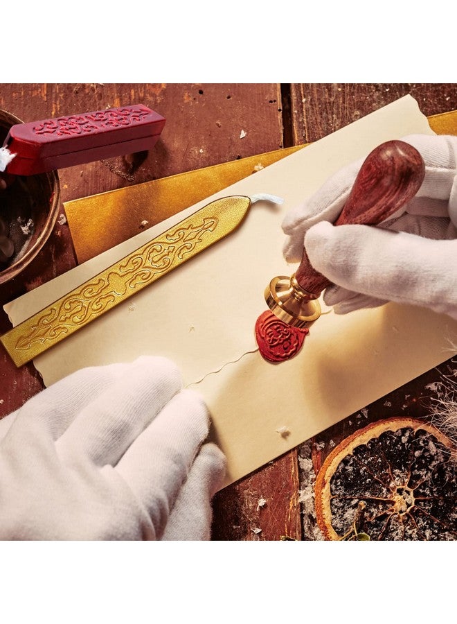 12 Pieces Sealing Wax Sticks With Wicks Antique Fire Manuscript Sealing Wax For Wax Seal Stamp (Flashing Wine Red And Gold)