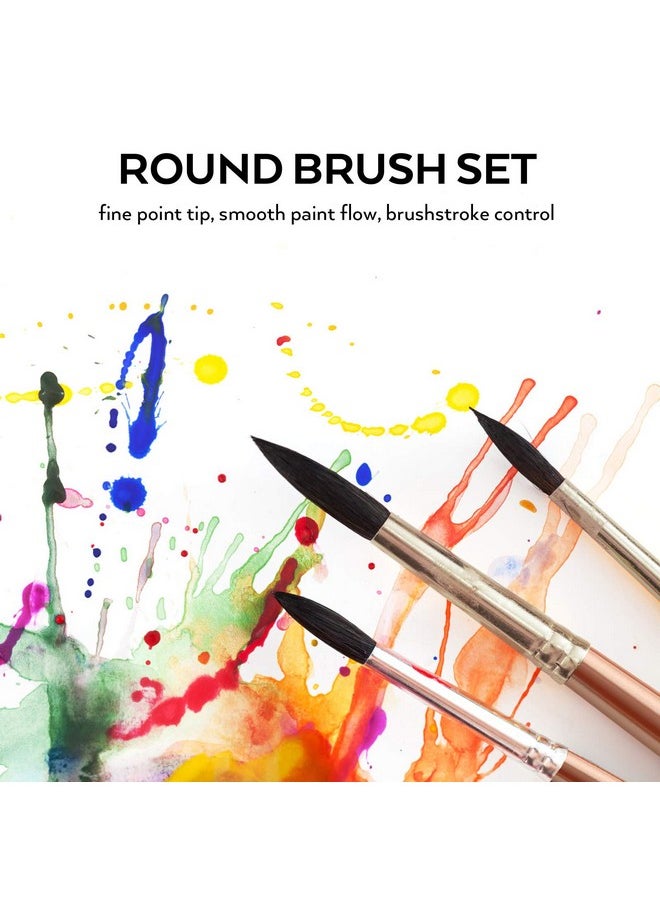 15 Pcs Round Watercolor Detail Paint Brushes, Professional Soft Synthetic Squirrel Watercolor Brushes Artist Paint Brush Set For Water Color Painting, Oil, Model, Gouache, Ink