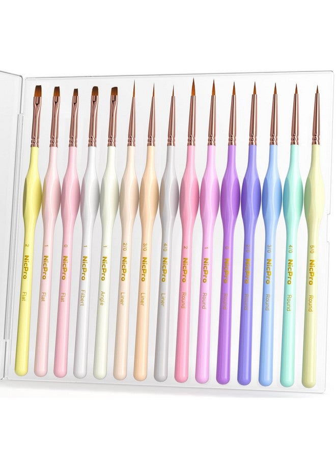 15Pcs Micro Fine Detail Paint Brush Set, Macaron Pastel Small Miniature Fine Tip Detail Brushes Kit For Acrylic Oil Watercolor, Craft, Models, Miniatures, Rock Painting, Paint By Numbers